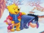 Winnie the Pooh, Piglet and Eeyore in the snow